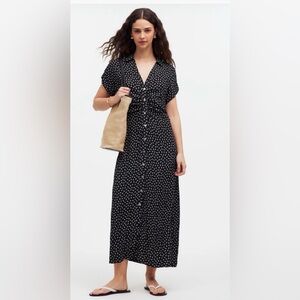 Madewell Black Dress with White Dot Print